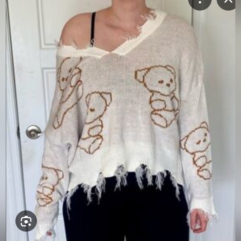 Women's Cream Teddy Bear Sweater